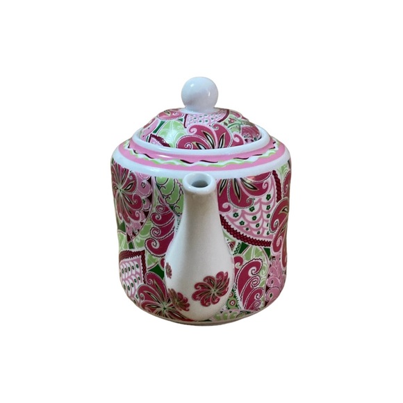 Vera Bradley Pinwheel Pink, Green 32oz Teapot Andrea by Sadek - Picture 3 of 12